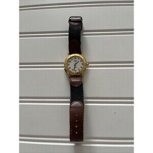 Timex Indiglo Watch Women's Vintage Analog Quartz Brown Leather Gold Tone